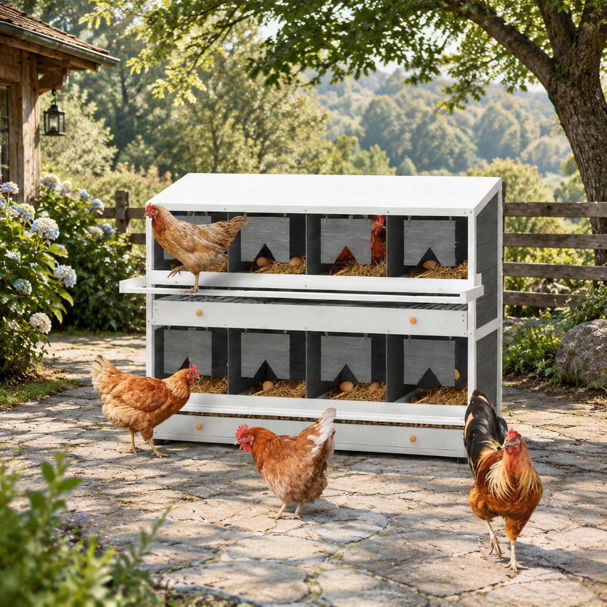 RYHNUYNE 8 Compartment Chicken Nesting Box, Fir Wood Laying Boxes, 47.2 ...