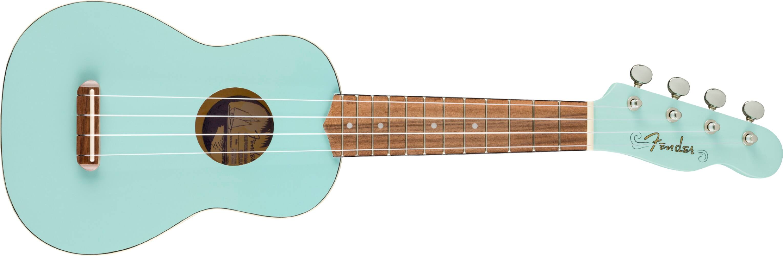 Front. Fender - Venice Soprano 4-String Ukulele - Daphne Blue.