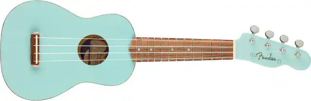 Front. Fender - Venice Soprano 4-String Ukulele - Daphne Blue.