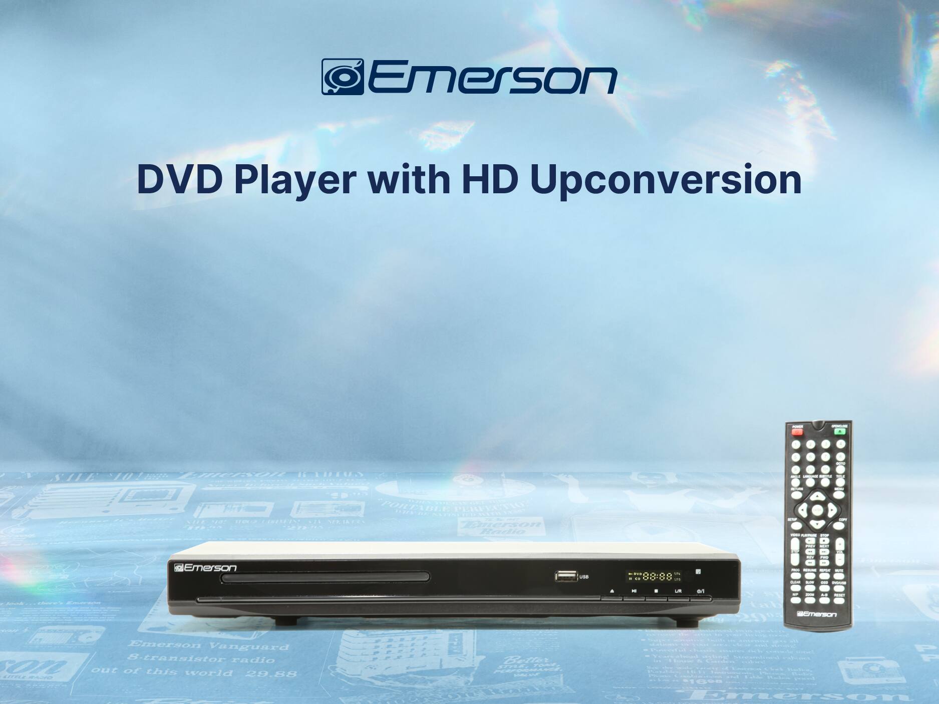 Emerson DVD Player with HD Upconversion
Emerson Vanguard S-transistor radio out of this world 29.88
Emerson