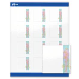 Avery - Labels, 2" x 2", Glossy Watercolors & Gold Ginkgo Leaves - White