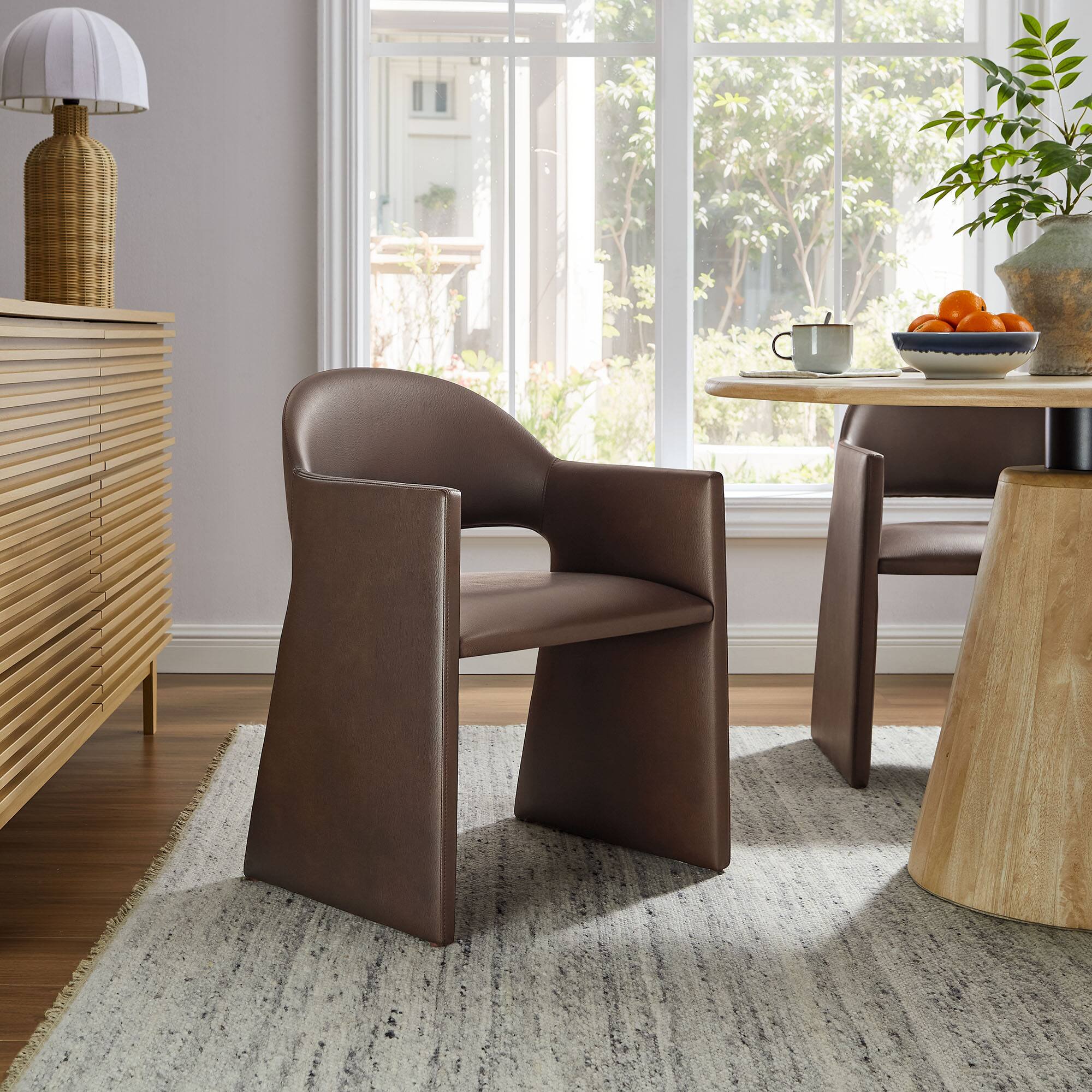 Alt View 4. Modway - Talia Vegan Leather Dining Armchair by Modway - Brown.