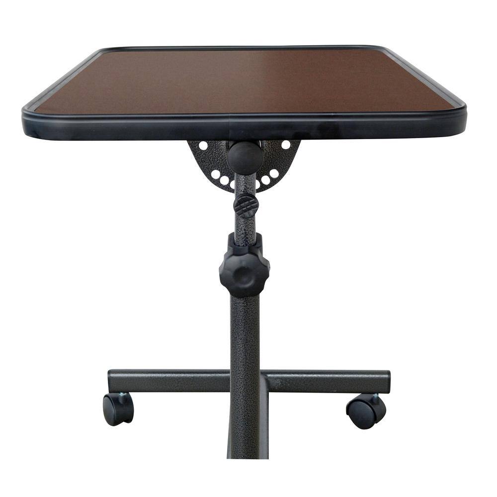 Alt View 2. AmeriHome - Adjustable Height Rolling Over Bed Table 24 x 16 in. - Brown.