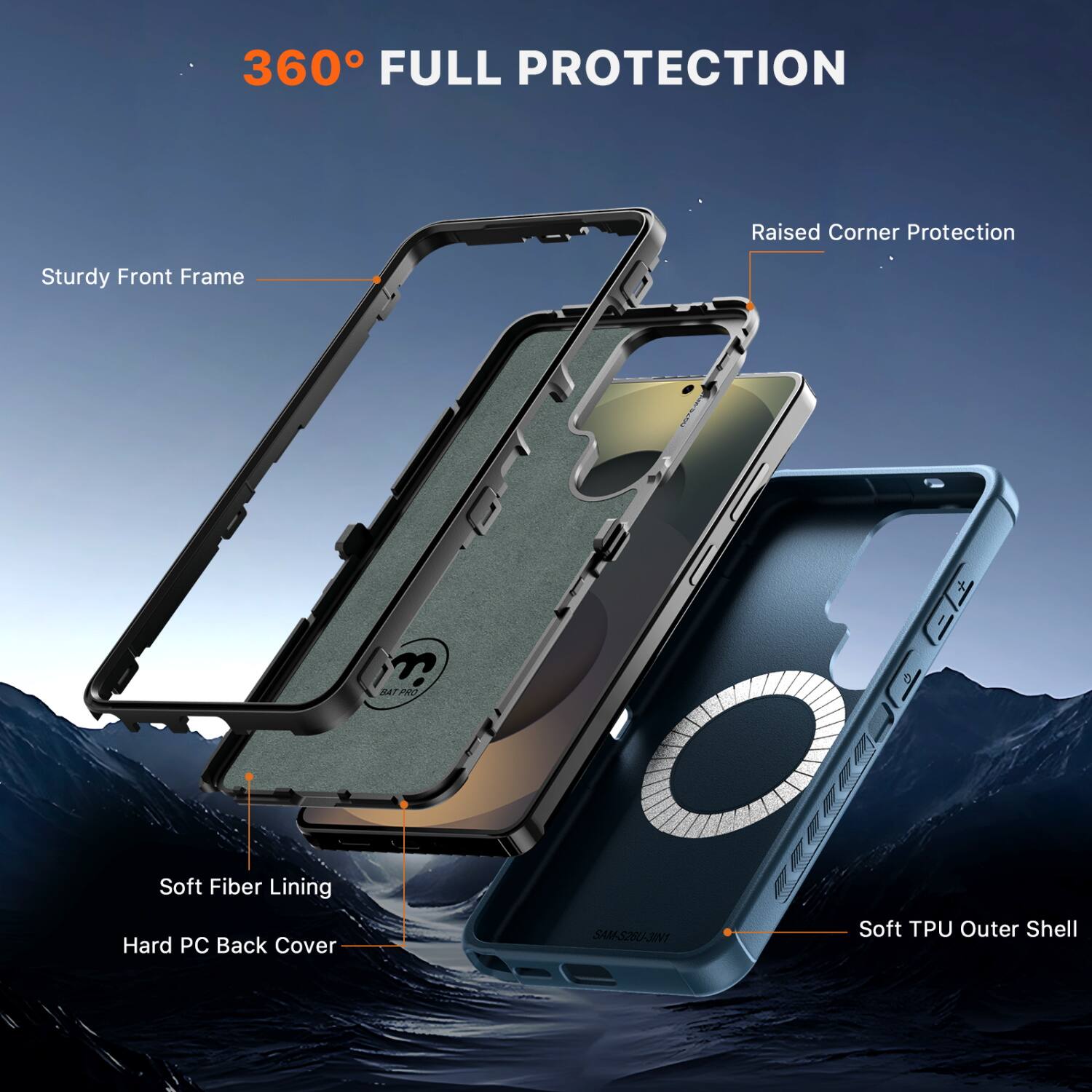 360° FULL PROTECTION

- Raised Corner Protection
- Sturdy Front Frame
- Soft Fiber Lining
- Hard PC Back Cover
- Soft TPU Outer Shell