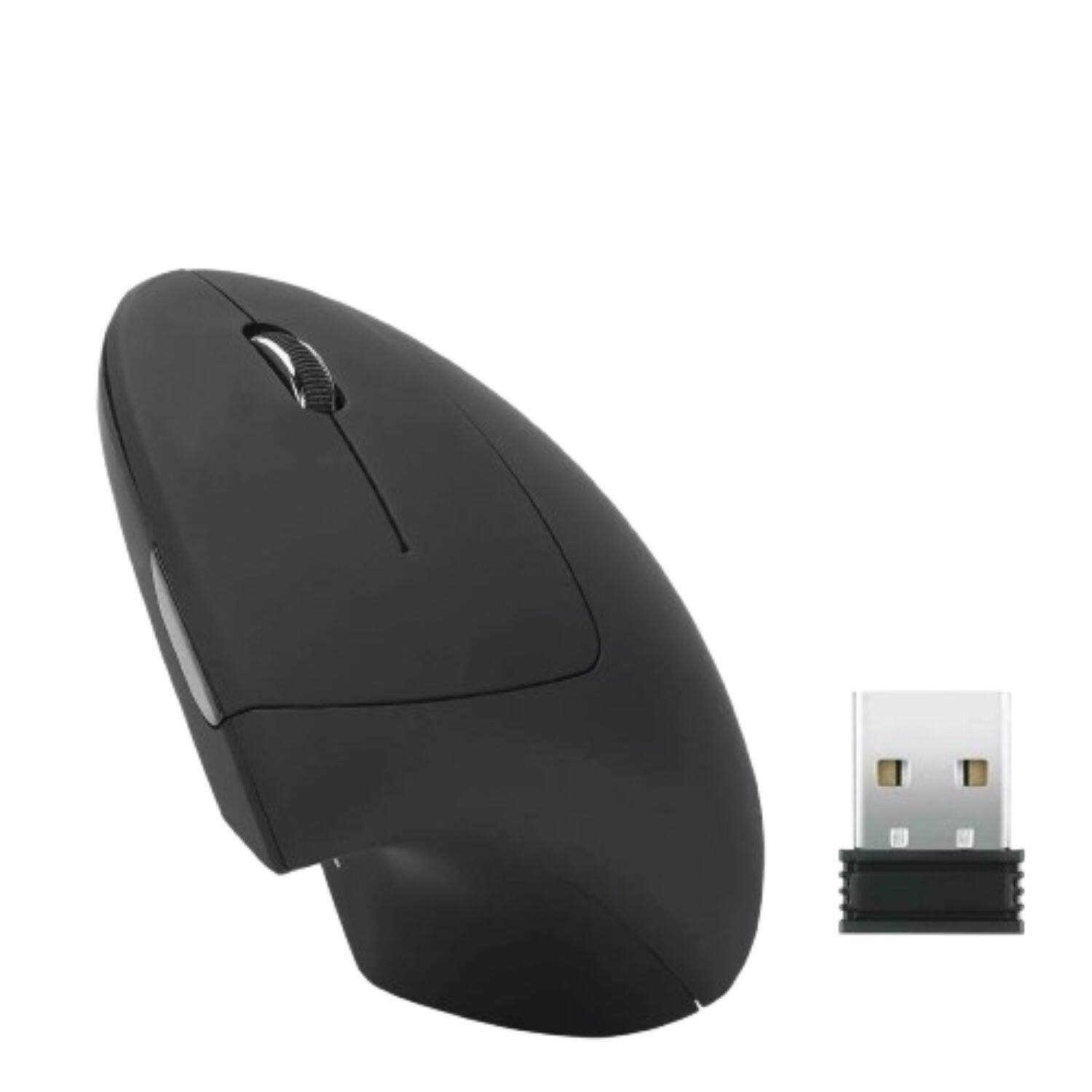 Front. Home Collection - Ergonomic Optical Vertical Wireless Mouse – 6-Button 2.4GHz USB Receiver, 1600 DPI - Black.
