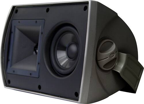 Angle. Klipsch - 5-1/4" 2-Way All-Weather Outdoor Speakers (Pair) - Black.