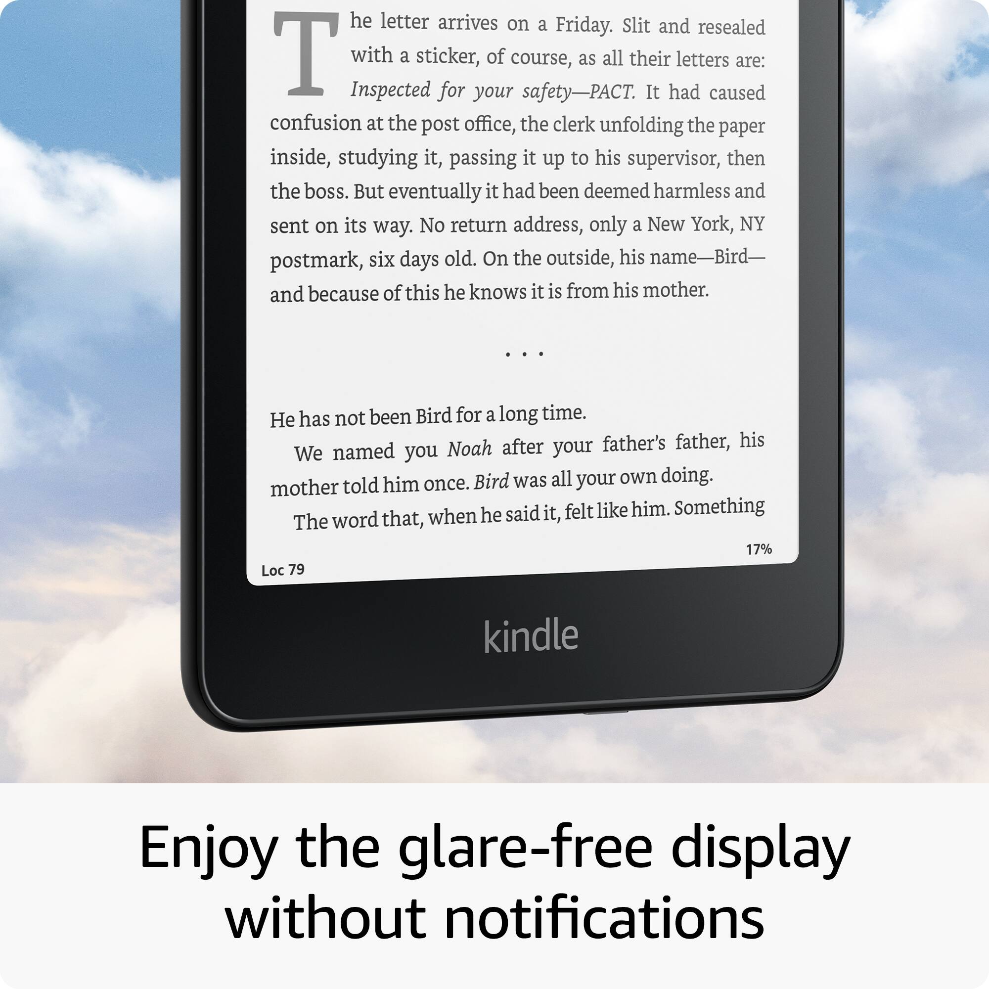 The text on the image reads: "Enjoy the glare-free display without notifications."