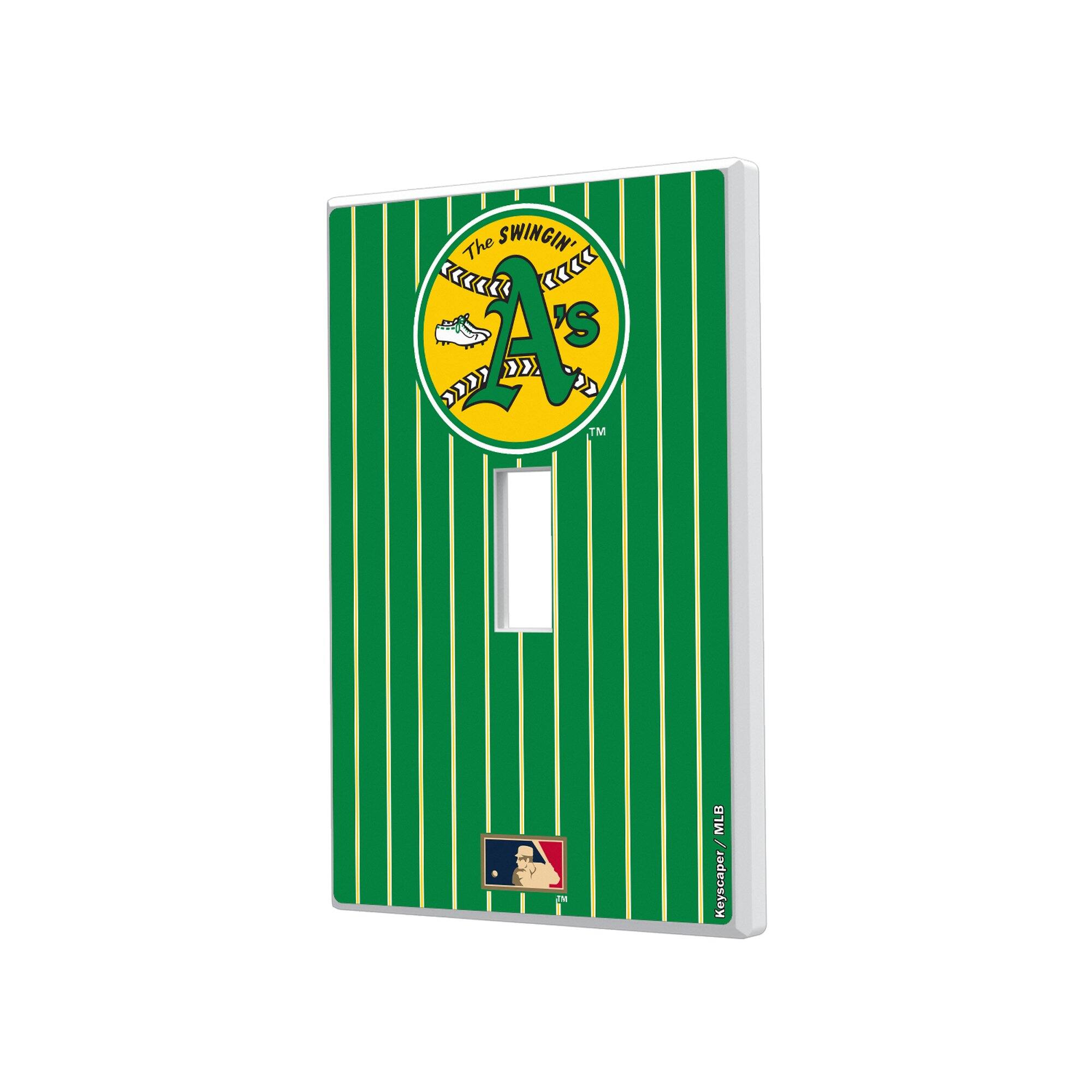 Keyscaper - Athletics 1971-1981 Cooperstown Pinstripe Single Toggle Light Switch Plate - Multicolor