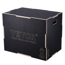 VEVOR - 3 in 1 Plyometric Jump Box, 30/24/20 Inch Wooden Plyo Box, Platform & Jumping Agility Box, Anti-Slip Fitness Step Up Box - Black