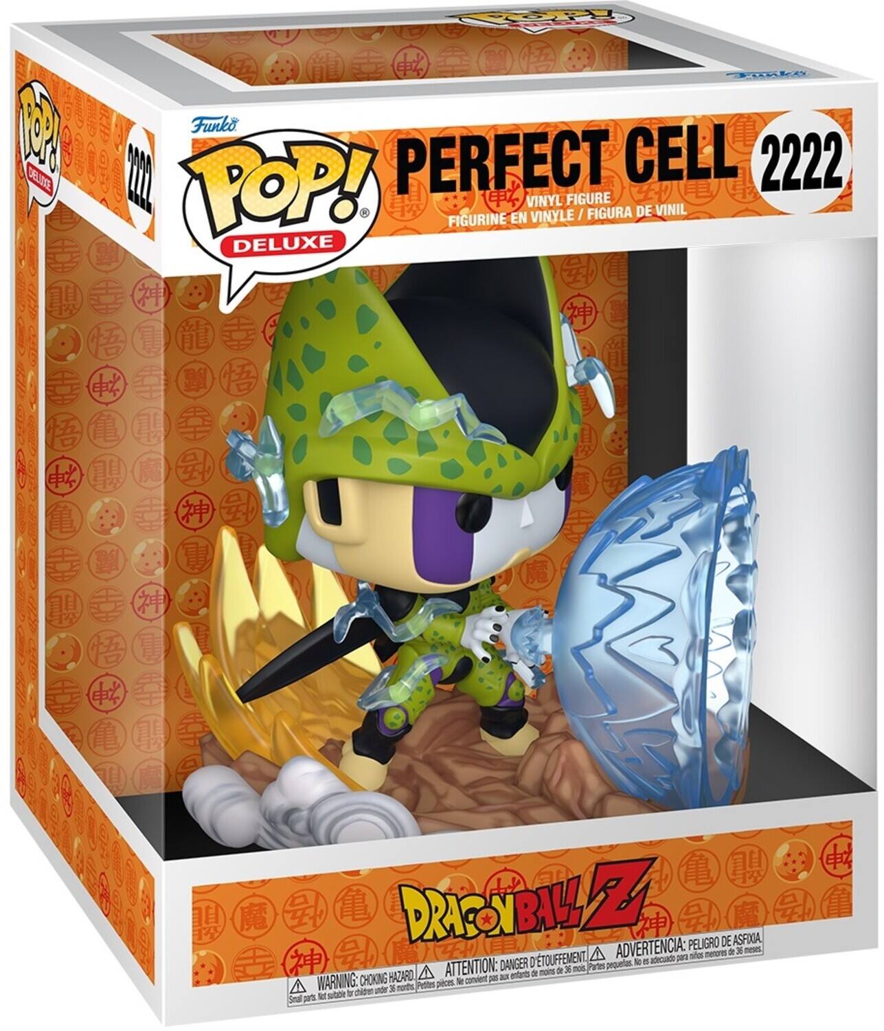 Funko POP! Deluxe  
Perfect Cell  
2222  
Vinyl Figure / Figurine en Vinyle / Figurine en Vinyle  

Dragon Ball Z  

Warning: Choking Hazard - Small parts. Not for children under 3 years.  
Attention: Danger de suffocation - Petites pièces. Ne convient pas aux enfants de moins de 3 ans.  
Advertencia: Peligro de asfixia - Piezas pequeñas. No es adecuado para menores de 3 años.