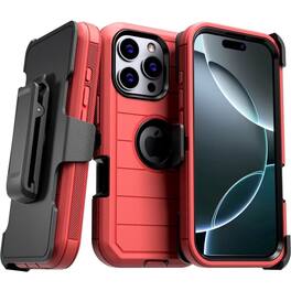 RomeTech - Defender Case for Apple iPhone 16 Pro Max - Red / Black