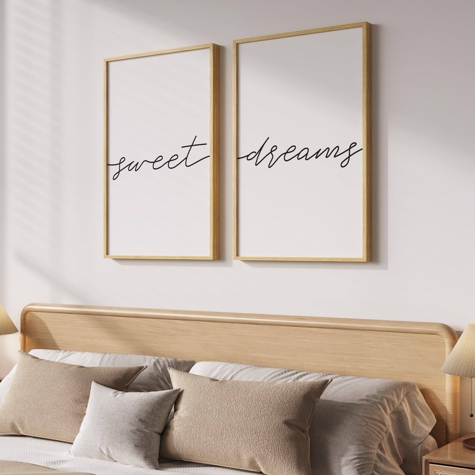 Hirose Alice - Framed Neutral Abstract Landscape Wall Art for Bedroom Tree Canvas Large Artwork for Living Room Walls Modern - 2 Piece-Sweet Dream 16" W x 24" H x 2Pcs