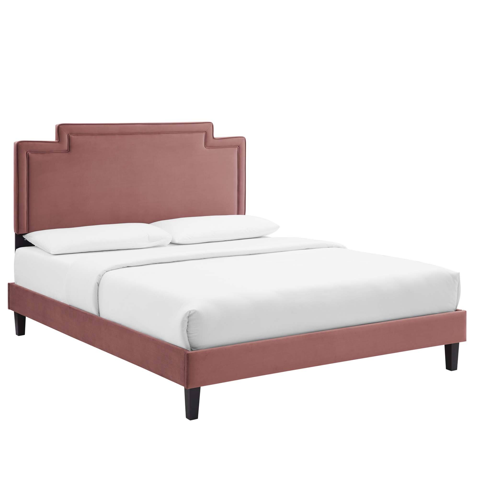 Angle. Modway - Garcelle Performance Velvet King Platform Bed - Red.