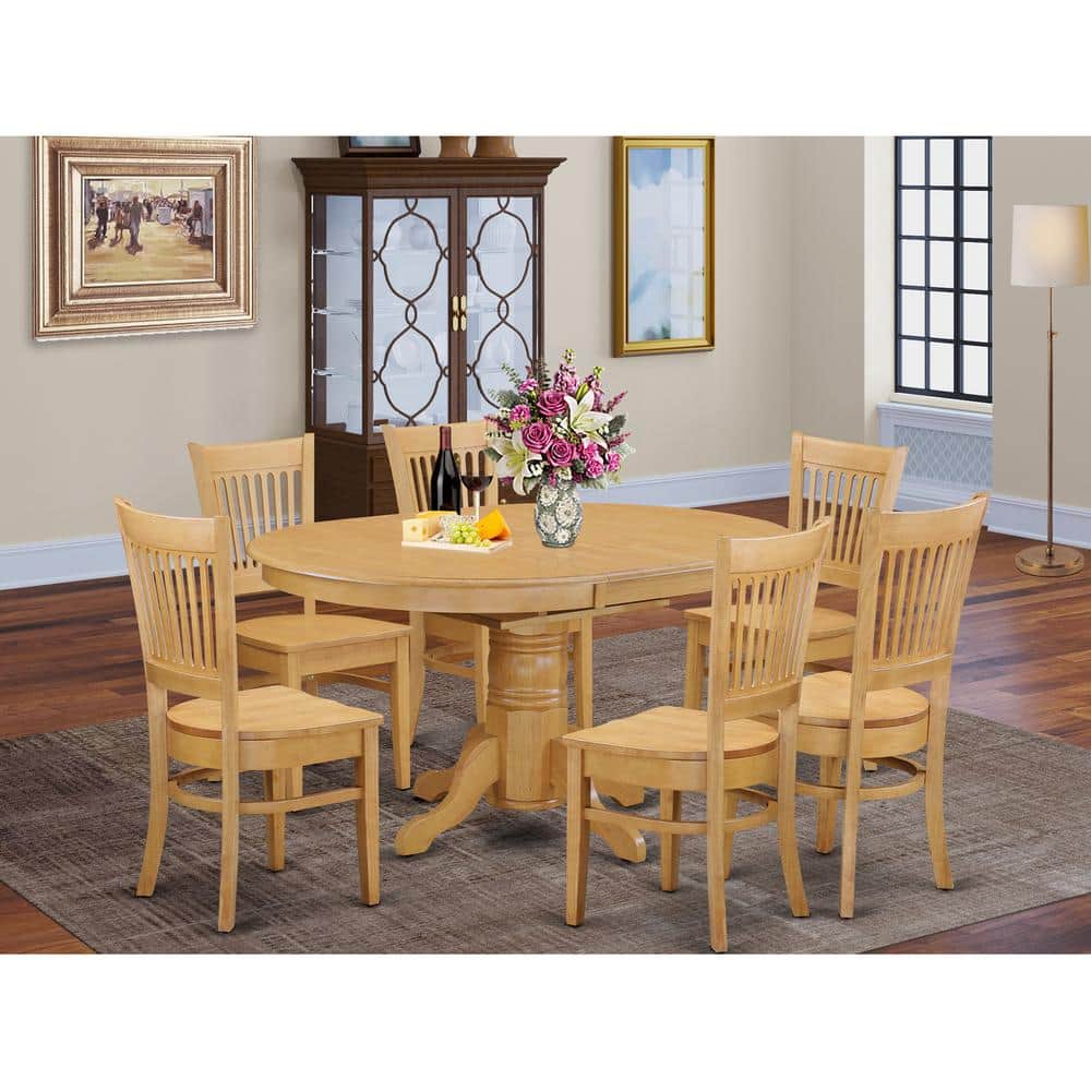 East West Furniture - 7 PC Dining room set for 6-Table with Leaf and 6 Dining Chairs - Oak price history on PriceWatchPro