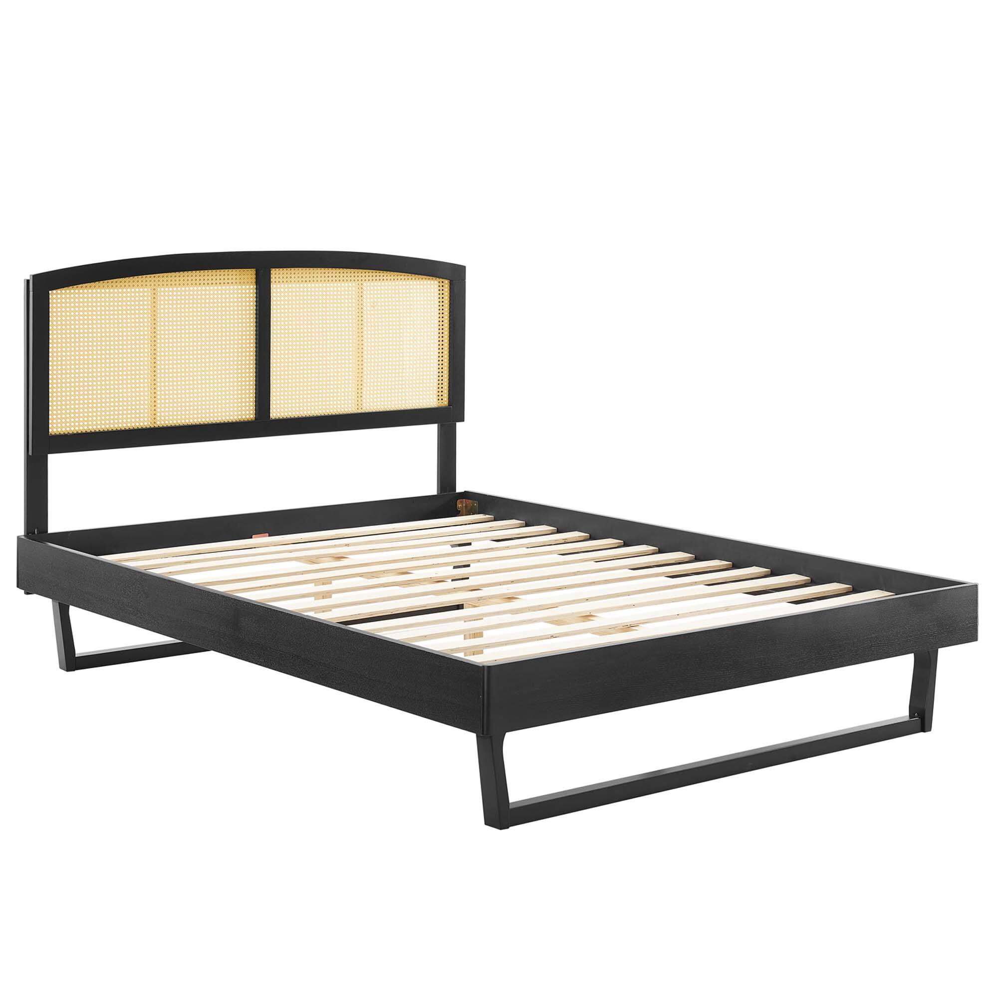 Back. Modway - Ruthie Vinyl Queen Platform Bed with Squared Tapered Legs - White.