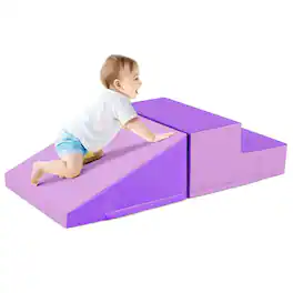 Costway - Step and Slide Climber for Infants and Toddlers Baby Soft Foam Structure Blocks - Purple