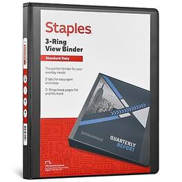 Staples - 1/2" 3-Ring View Binder, D-Ring - Black