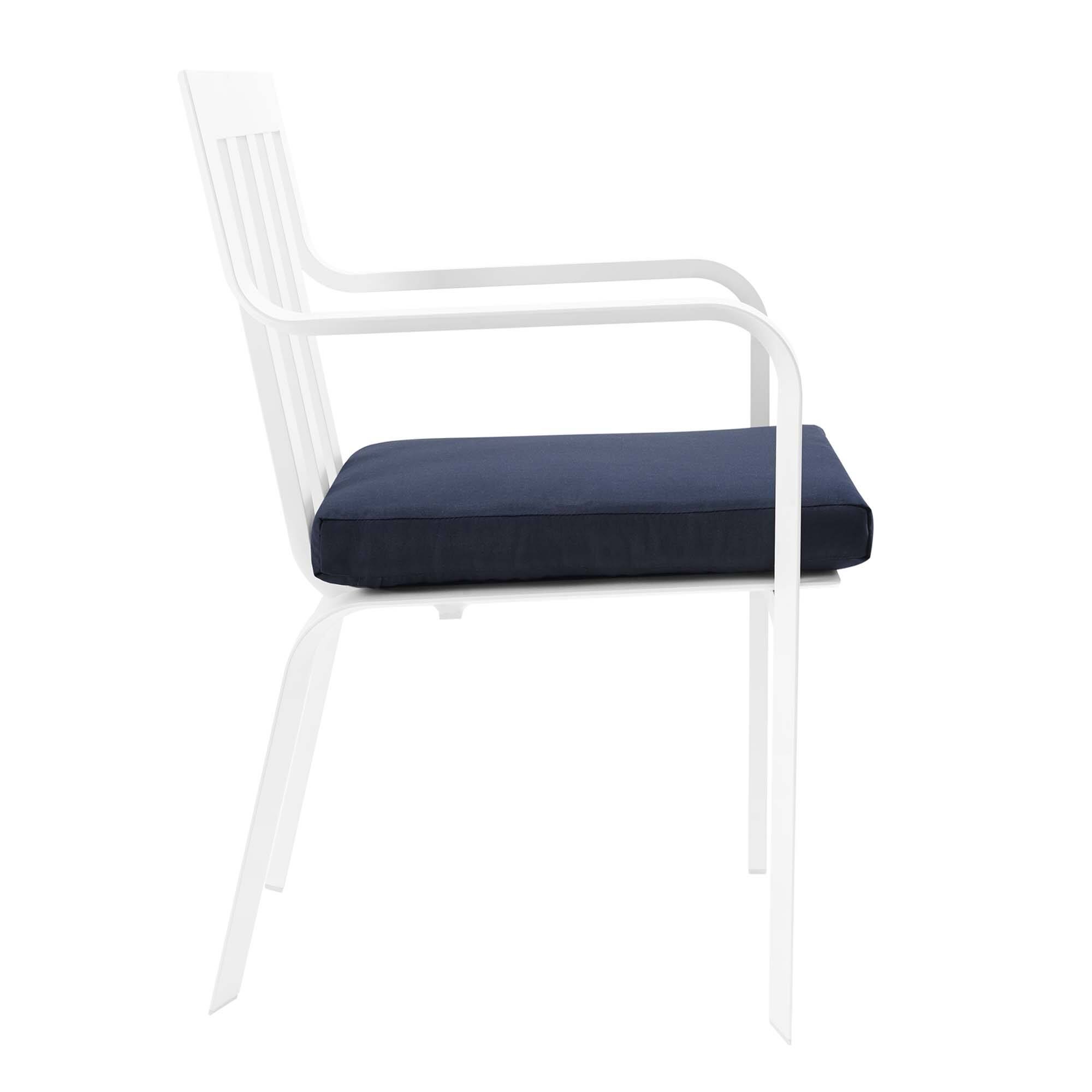 Back. Modway - Baxley Stackable Outdoor Patio Aluminum Dining Armchair by Modway - White Navy.