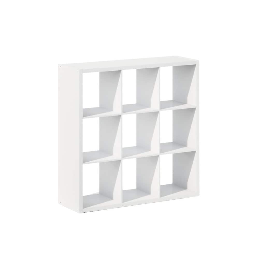 FurniFact - Engineered Wood Cube Storage Organizer with 9 Open Storage Cubes - White