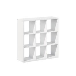 FurniFact - Engineered Wood Cube Storage Organizer with 9 Open Storage Cubes - White