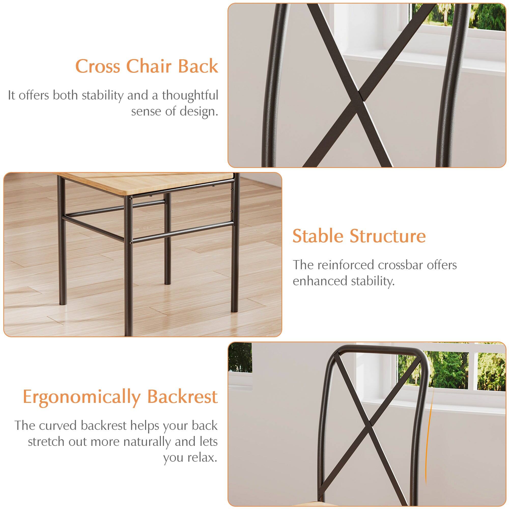 Cross Chair Back  
It offers both stability and a thoughtful sense of design.

Stable Structure  
The reinforced crossbar offers enhanced stability.

Ergonomically Backrest  
The curved backrest helps your back stretch out more naturally and lets you relax.