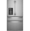Front. GE Profile - 36 in. Wide 22.43 Cu. Ft. Smart Counter-Depth 4-Door French Door Refrigerator with Energy Star and Kitchen Assistant - Stainless Steel.