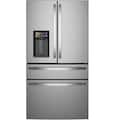 GE Profile - 36 in. Wide 22.43 Cu. Ft. Smart Counter-Depth 4-Door French Door Refrigerator with Energy Star and Kitchen Assistant - Stainless Steel