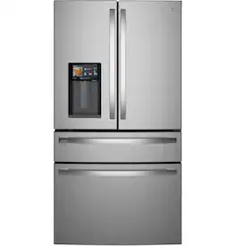 GE Profile - 22.43 Cu. Ft. Smart Counter-Depth 4-Door French Door Refrigerator with Energy Star and Kitchen Assistant - Stainless Steel