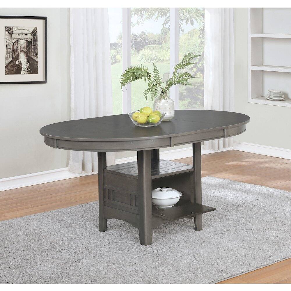 Alt View 4. Coaster Co. of America - Lavon Oval 60-inch Extension Leaf Dining Table Medium Grey - Grey.