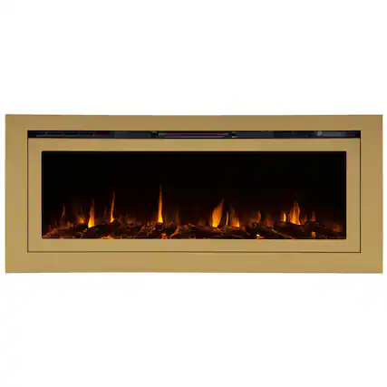 Front. Touchstone Home Products - 60 in. Wall Mounted Recessed Sideline Deluxe Gold Smart Electric Fireplace 1500W - Gold.