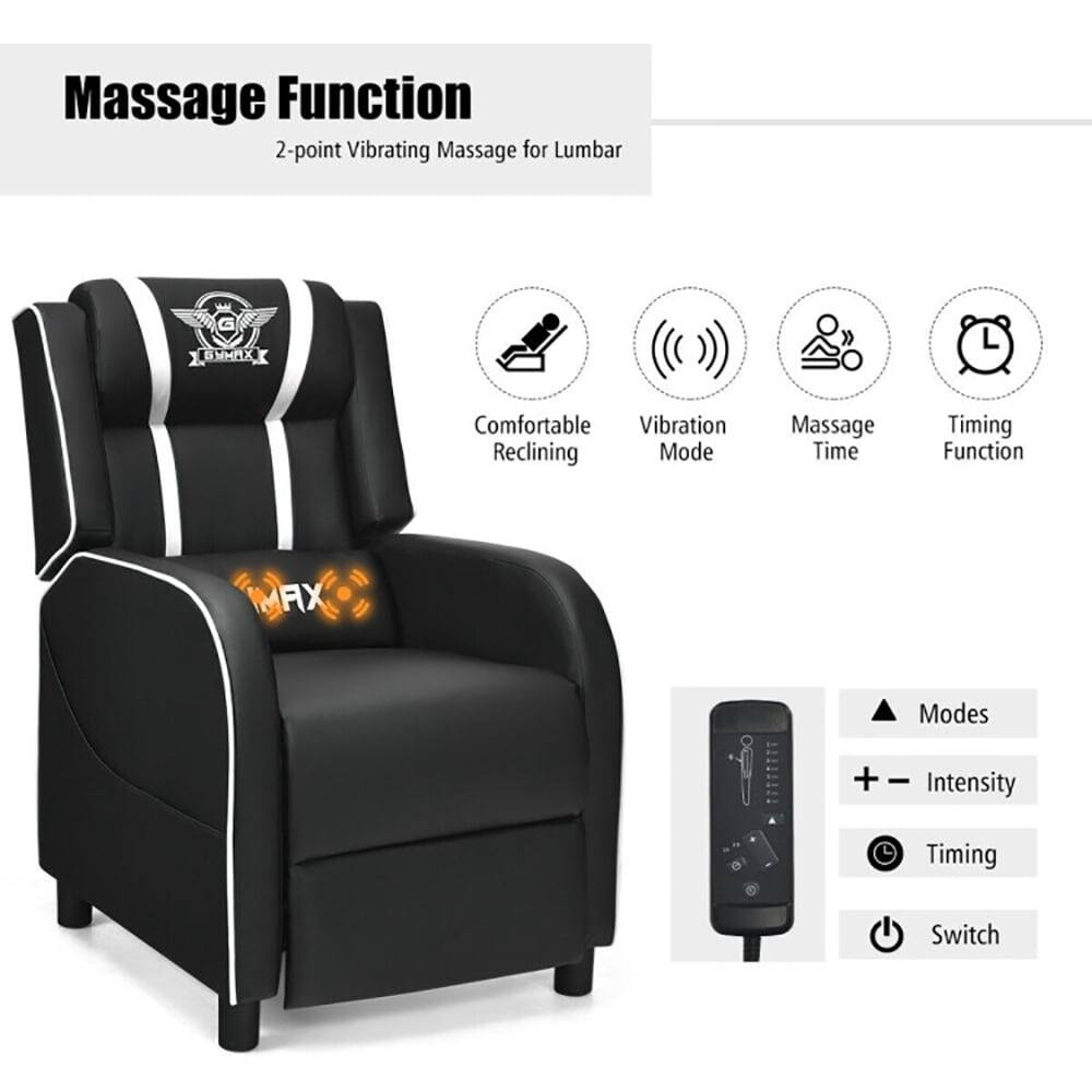 Massage Function  
2-point Vibrating Massage for Lumbar  
Comfortable Vibration Reclining Mode  
Massage Time Timing Function  
AX Modes + - Intensity Timing Switch