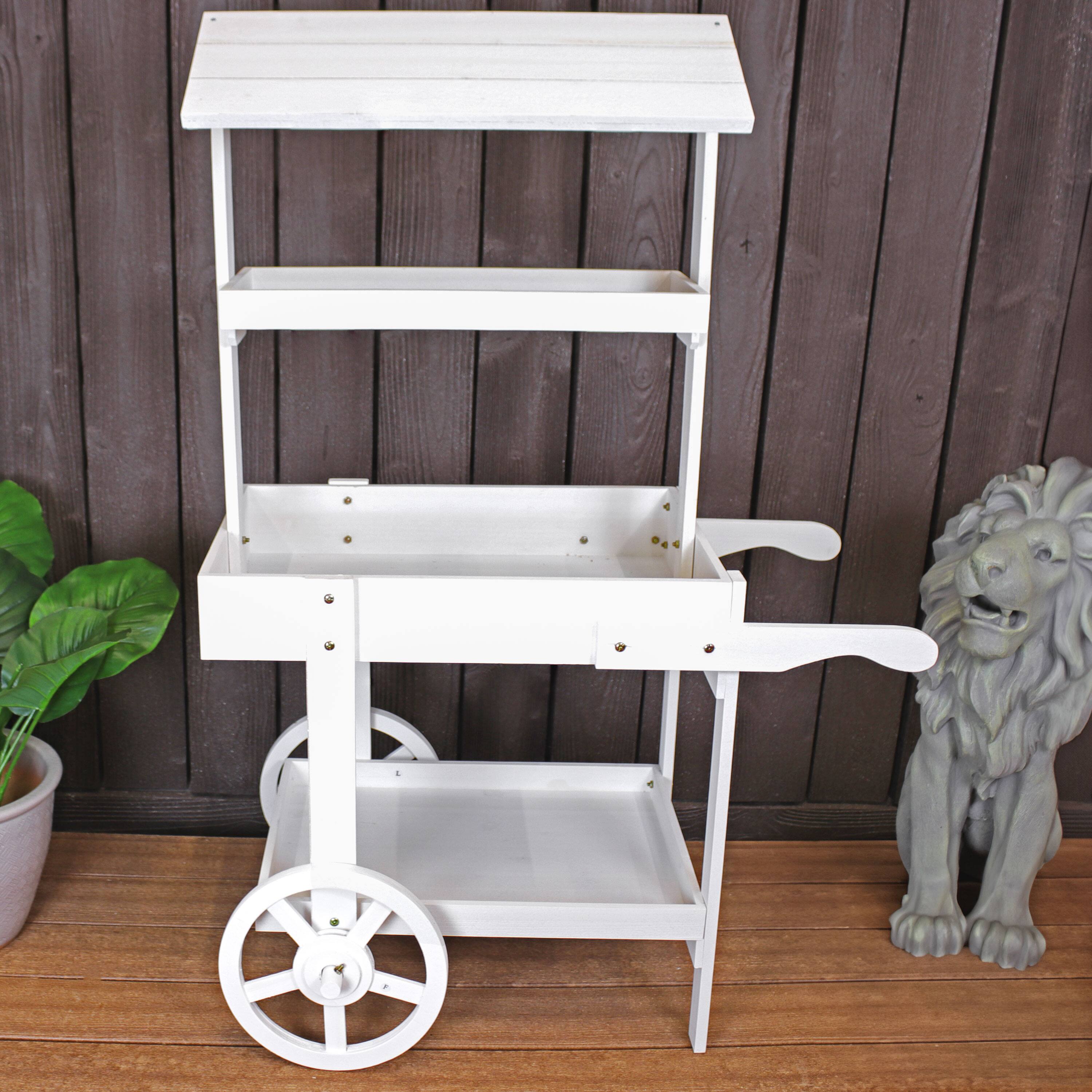 Alt View 9. Sunnydaze - Country Market Flower Stand Raised Garden Bed - White.