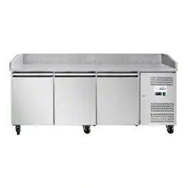 Koolmore - 79 in. Three-Door Commercial Granite Top Refrigerated Pizza Prep Counter in Stainless-Steel (KM-RPPS-3D79-GRT) - Stainless Steel