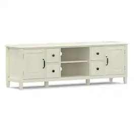 Simpli Home - Connaught 72W Low TV Stand with Drawers, Doors and Shelves - Antique White