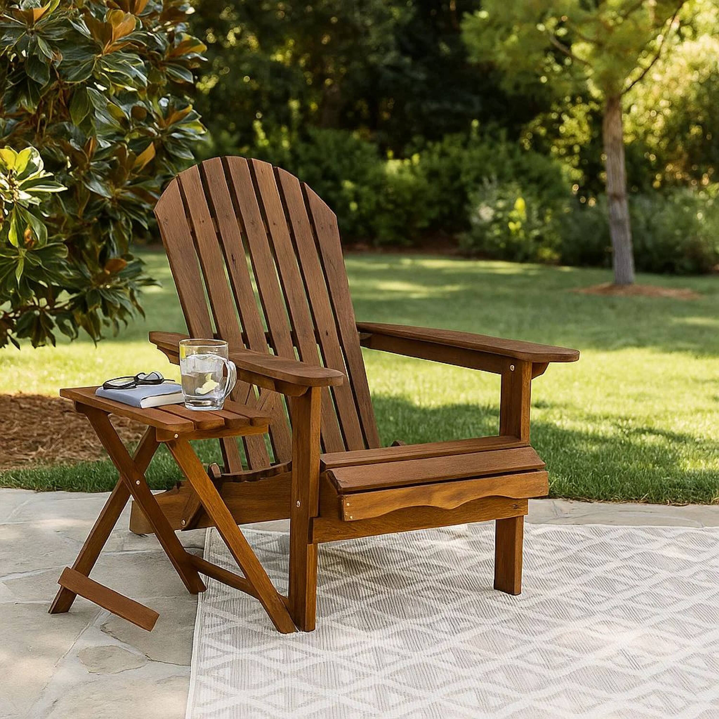 Alt View 7. Manhattan Lane - 34 Inch Outdoor Adirondack Chair, Wide Armrests - Brown.