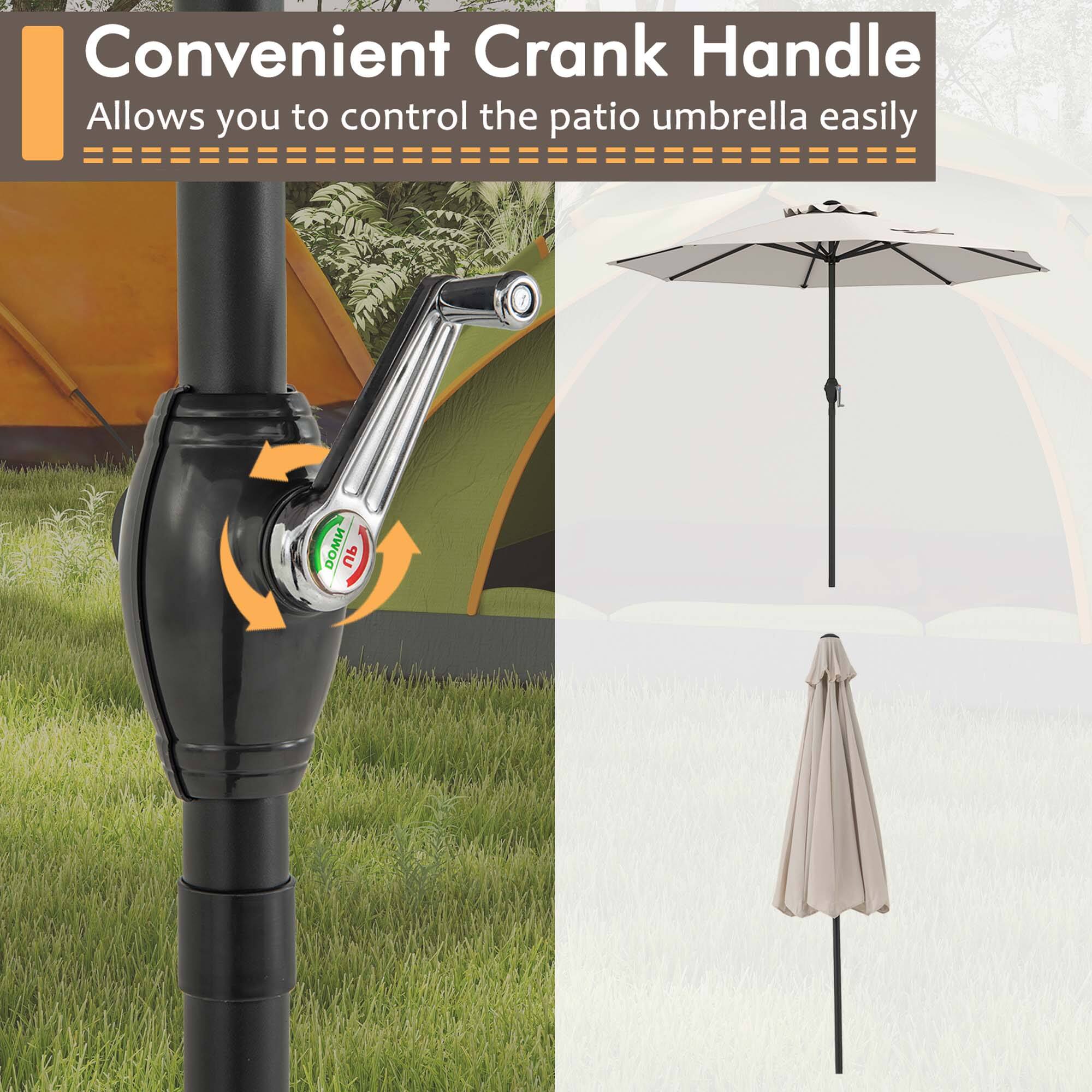 Convenient Crank Handle
Allows you to control the patio umbrella easily