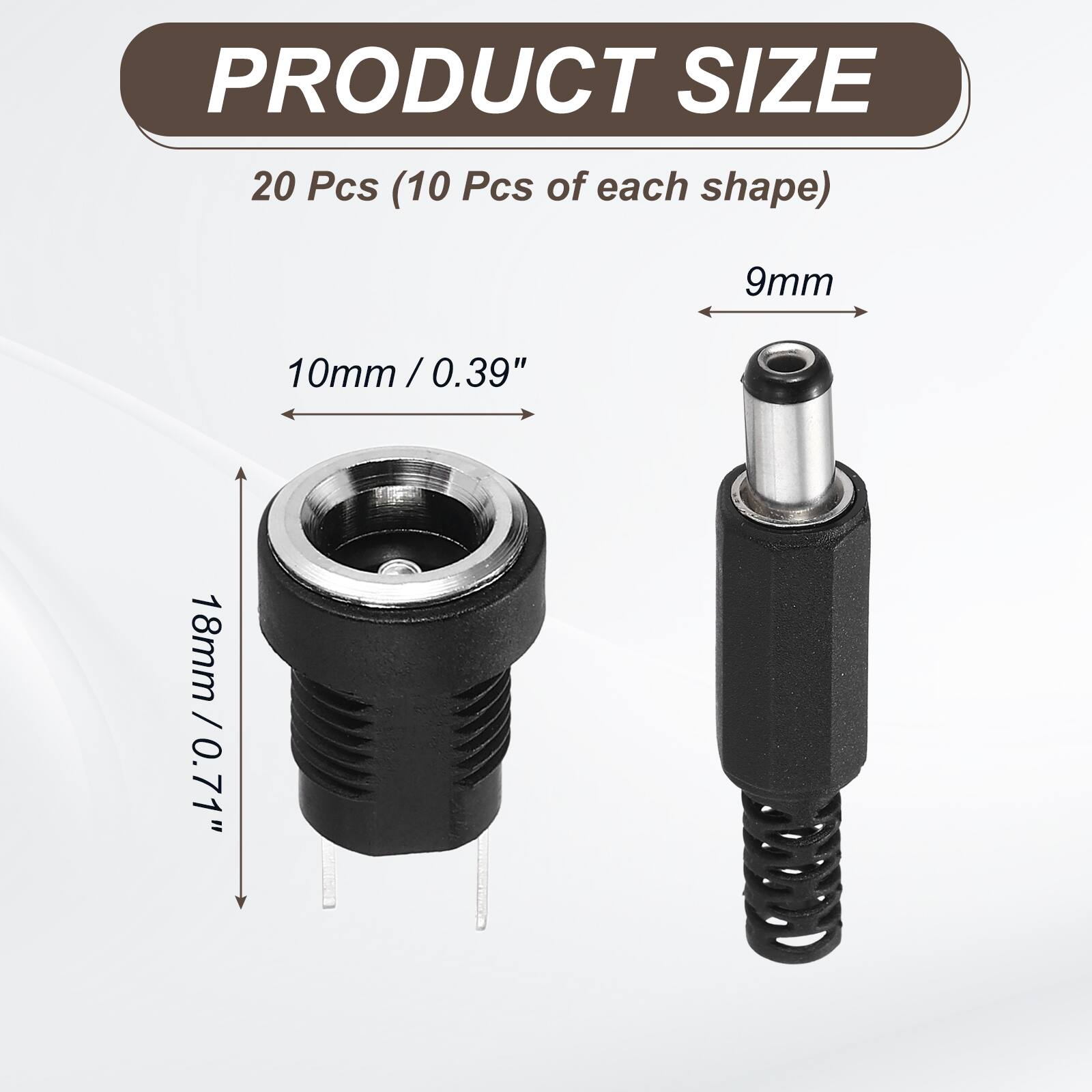 PRODUCT SIZE  
20 Pcs (10 Pcs of each shape)  
9mm / 0.39"  
18mm / 0.71"