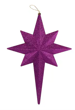 Front. Christmas Central - 20" Purple Passion Glittered Bethlehem Star Shatterproof Christmas Ornament - Purple.