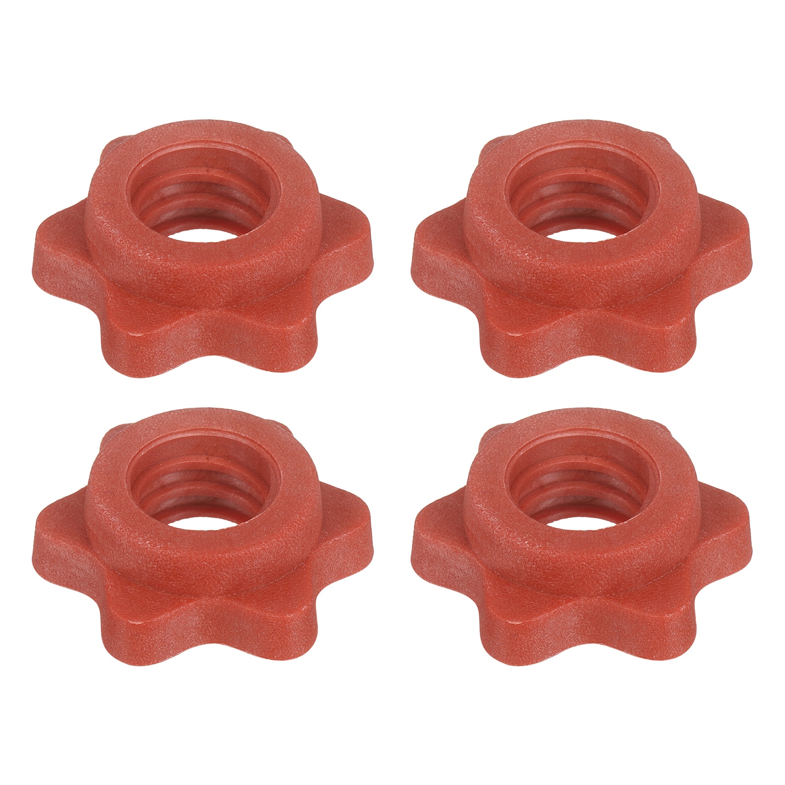 Unique Bargains - Dumbbell Collars, Barbell Spin Lock Hex Nuts Anti Slip Weight Lifting Clip 1" 4pcs Plastic for 1" Bar - Red