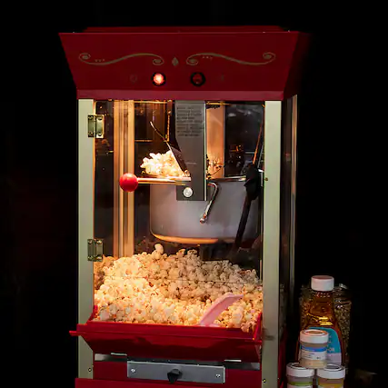 Alt View 15. Nostalgia - CCP510 Vintage Professional Popcorn Cart - NEW 8-Ounce Kettle - 53 Inches Tall - Red.