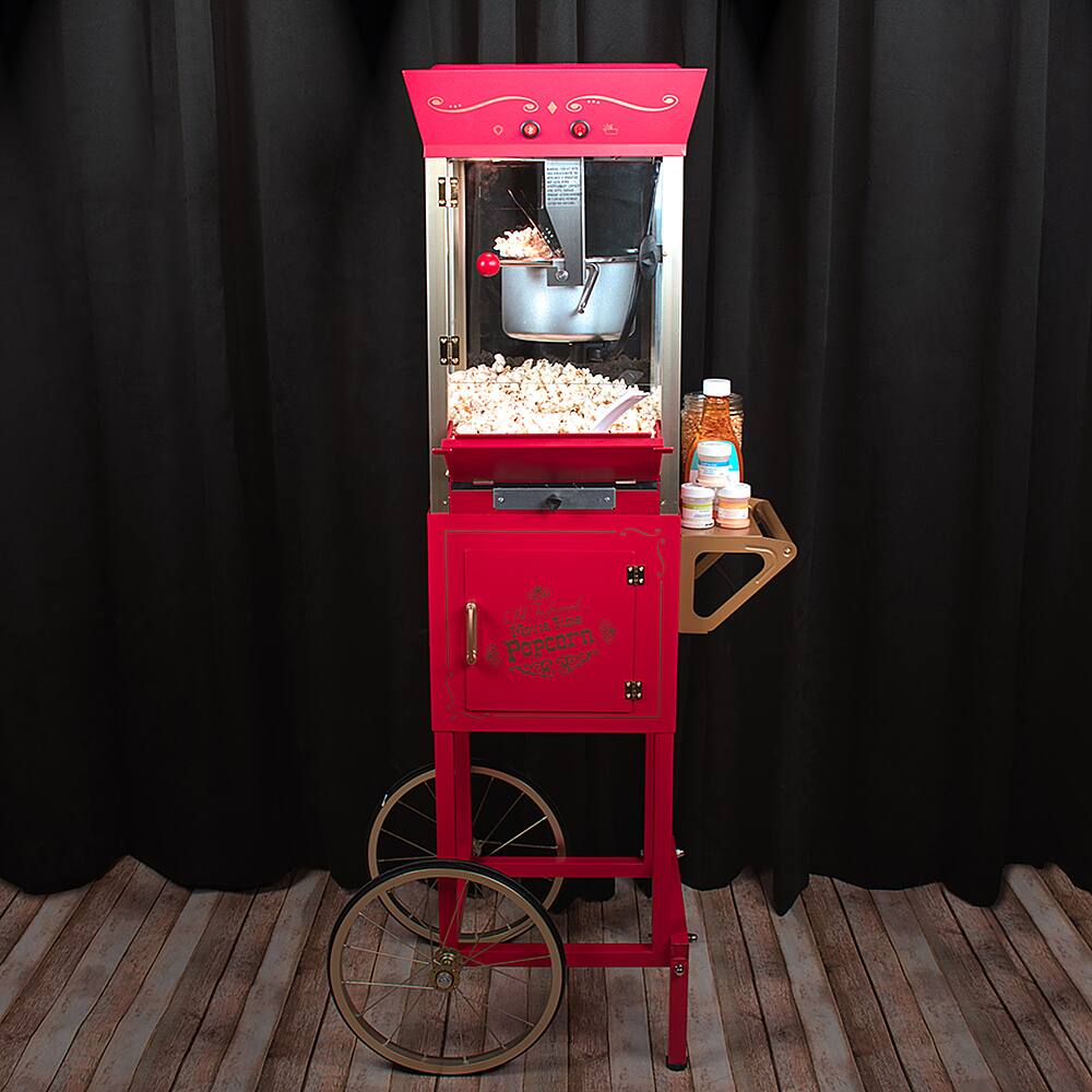 Alt View 16. Nostalgia - CCP510 Vintage Professional Popcorn Cart - NEW 8-Ounce Kettle - 53 Inches Tall - Red.