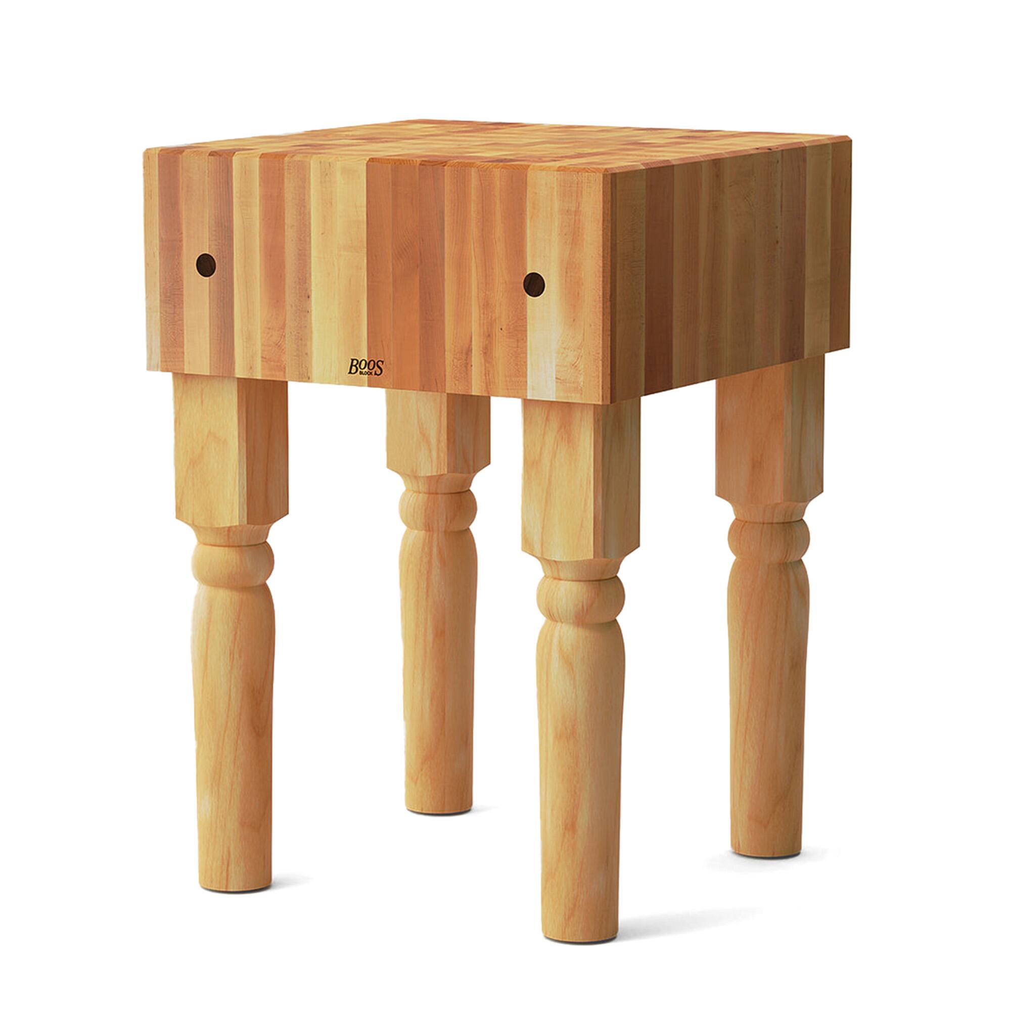 Front. John Boos - John Boos AB Series Square Wood Butcher Block Prep Table, 18" x 18", Maple - Natural Maple.