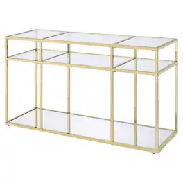 Manhattan Lane - 3 Tier Sofa Table with Glass Shelves and Metal Frame - Gold