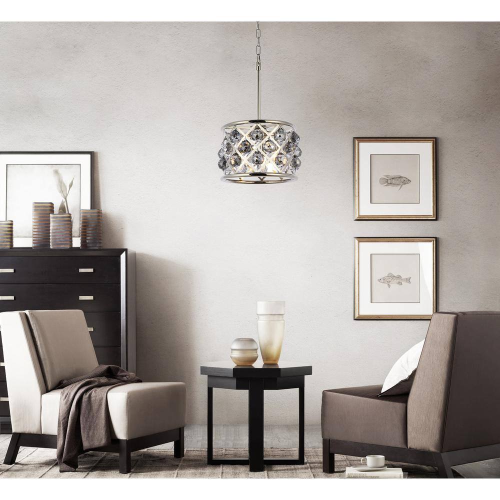 Left. Urban Classic - Madison 3 light polished Nickel Pendant Silver Shade (Grey) Royal Cut Crystal - Polished Nickel.