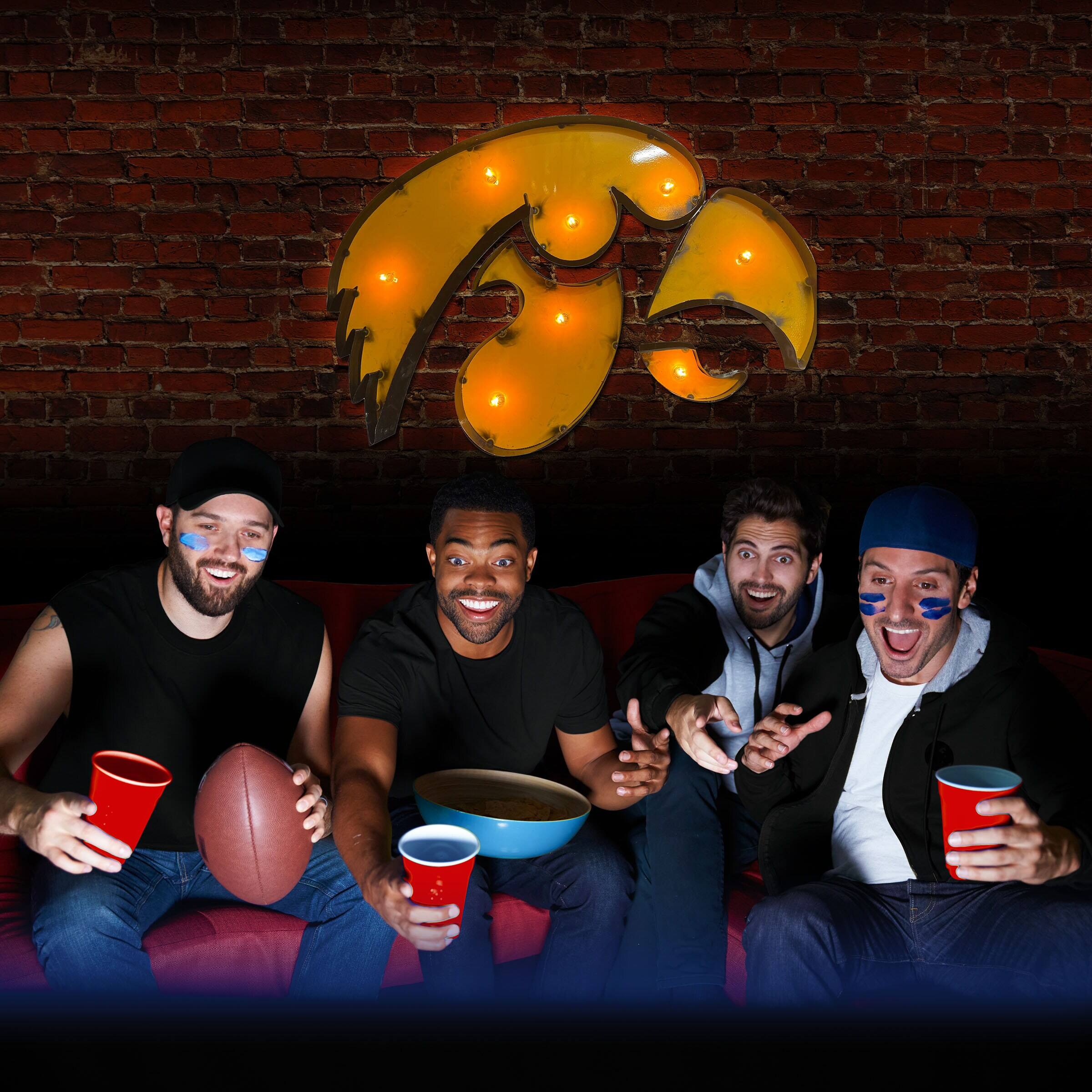 Alt View 2. Imperial - Iowa Hawkeyes Logo Lighted Recycled Metal Sign - Multicolor.