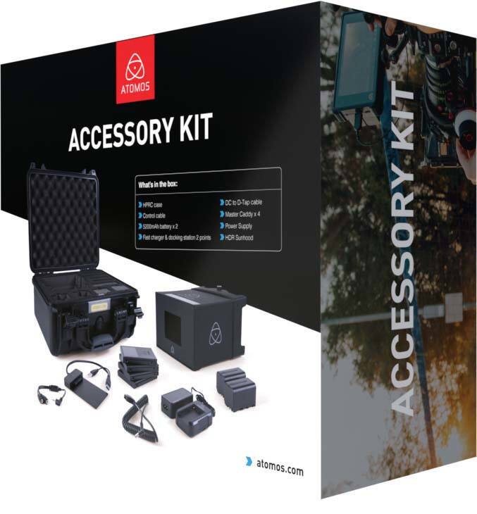ATOMOS ACCESSORY KIT

What's in the box:
- HPRC case
- Control cable
- 5200mAh battery x 2
- Fast charger & docking station 2 points
- DC to DT cable
- Master Caddy x 4
- Power Supply
- HPRC Sunhood

atomos.com