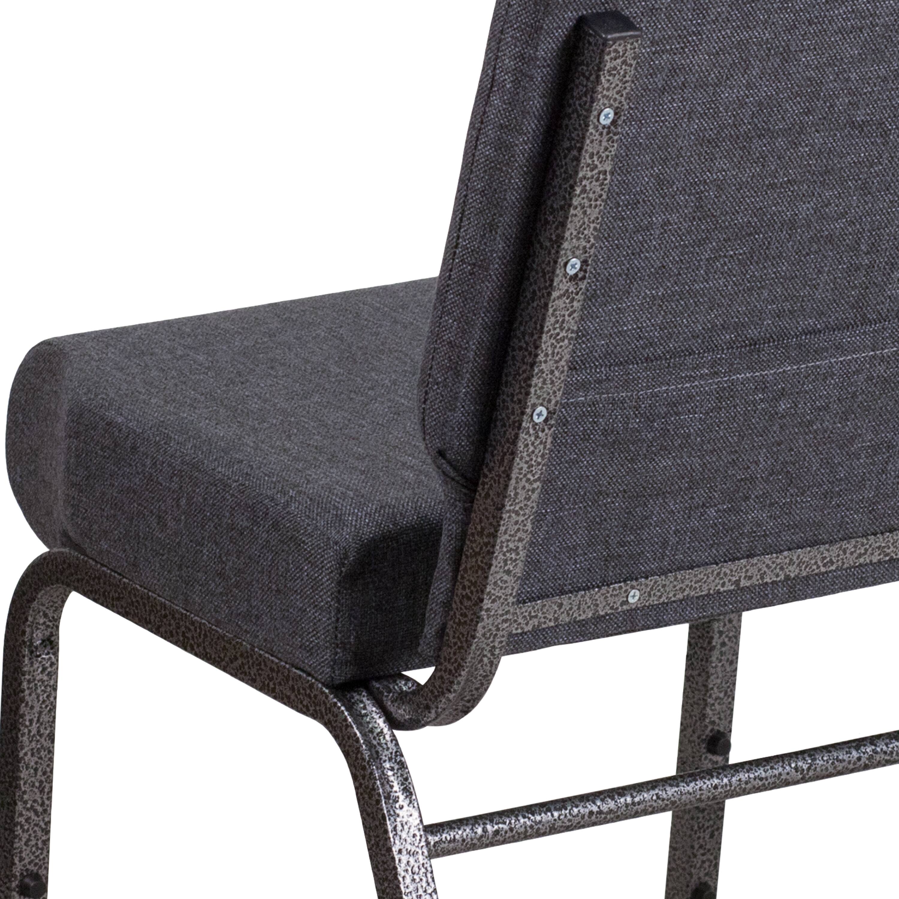 Alt View 10. Emma + Oliver - 4 Pack 21''W Stacking Church Chair - Dark Gray Fabric/Silver Vein Frame.