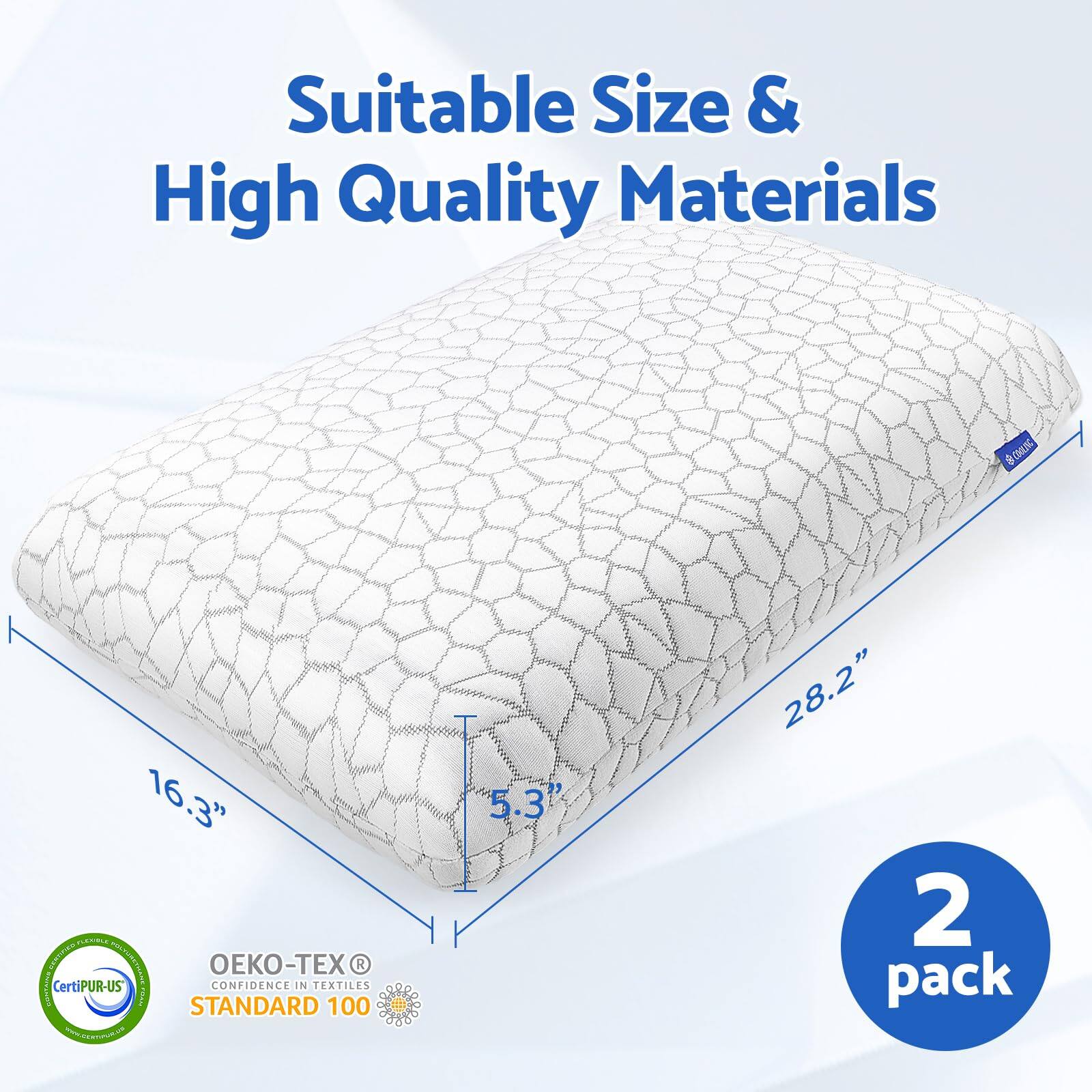 Suitable Size & High Quality Materials

16.3" x 5.3" x 28.2"

2 pack

CertiPUR-US

OEKO-TEX® STANDARD 100
