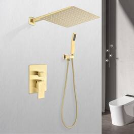DOMETOUR - 12" Rain Shower Head Systems Wall Mounted Shower - Brushed Gold
