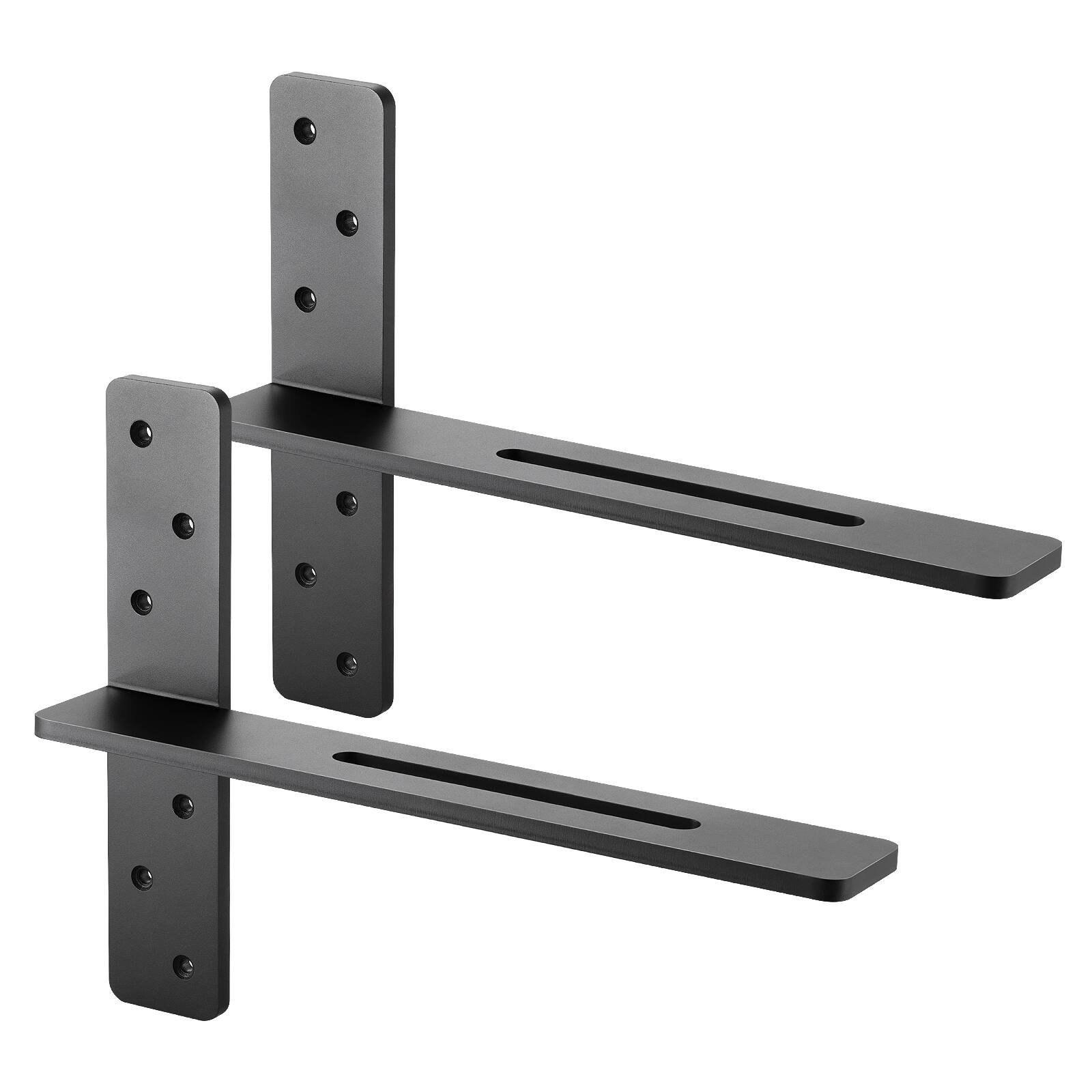 Alt View 5. VEVOR - T Shelf Brackets 2 Pcs,200 lbs/90 kg Weight Capacity,16x2.89x12 in / 406.4x73.5x304.8 mm,Solid Steel Heavy Duty Brackets - Black.